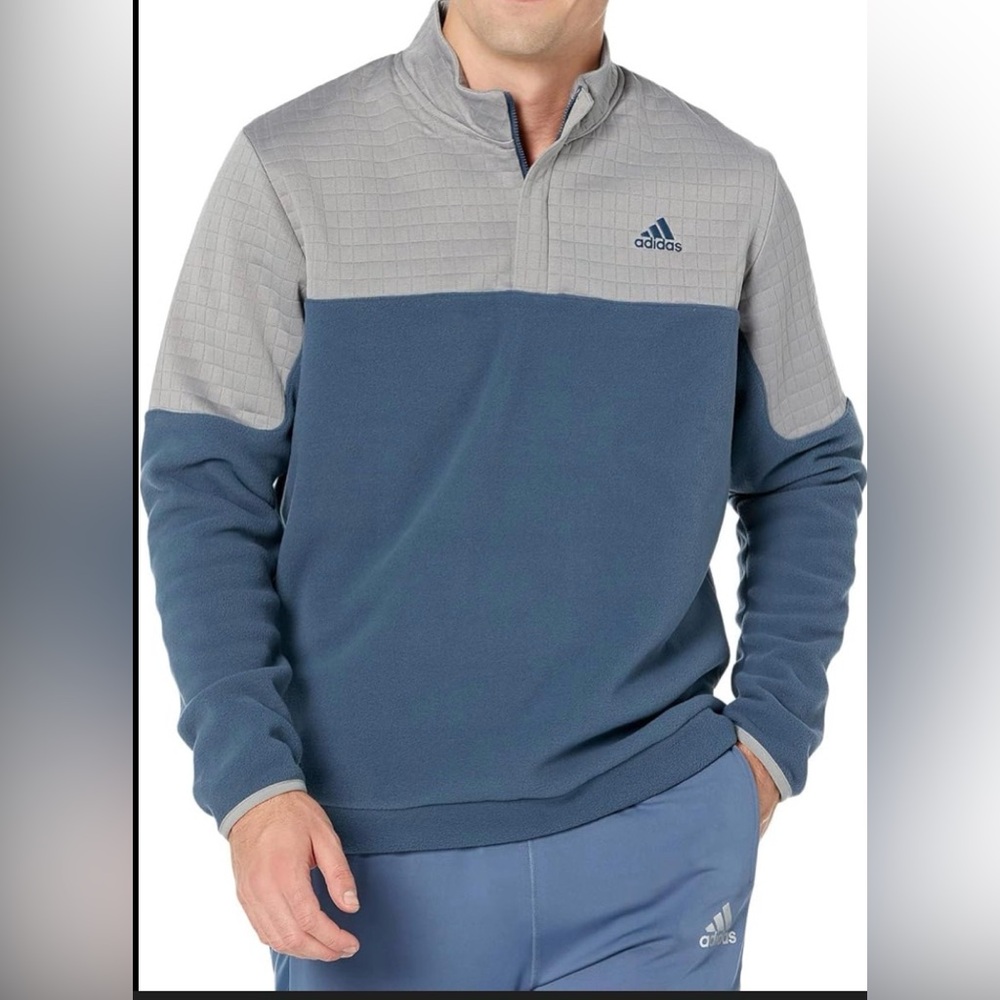 Adidas Men's DWR Colorblock 1/4 Zip Golf Pullover - XL - Grey/Blue